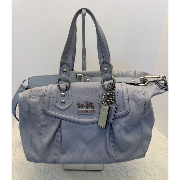 Coach Periwinkle Audrey Leather Handbag Shoulder Strap A1071-14316 12x10x6" VGUC - Picture 1 of 7